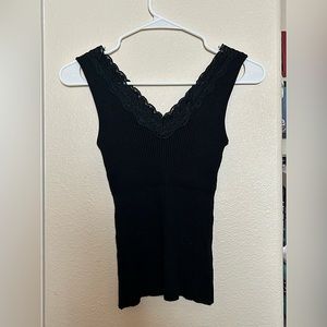 Say What? fitted, lace trimmed tank top